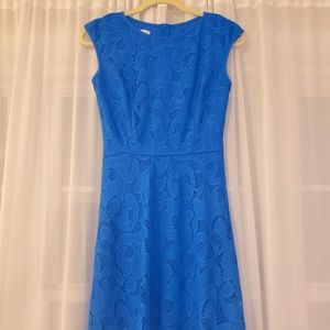 Blue Fit Flare Sleeveless Lace Summer Dress